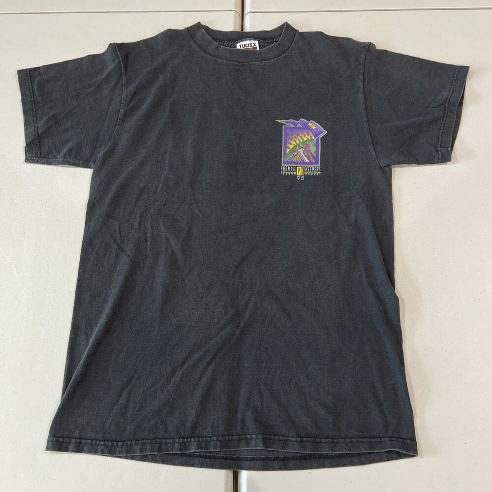 Vintage Promise Keepers Shirt Mens Large Black Volunteer Godly Man 1995